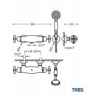 MEDIDAS DUCHA TERMOSTATICA MONOCLASIC TRES GRIFERIA